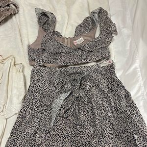 Boutique ruffle skirt and crop top set